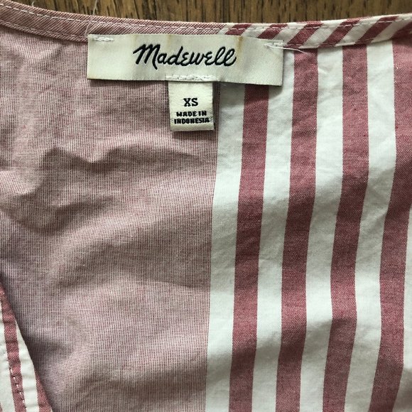 Madewell Ruffle Hem Wrap Top in Candy Stripe Mix Size XS - Picture 3 of 3